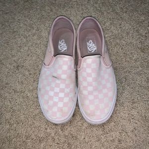Pink checkered slip/on vans